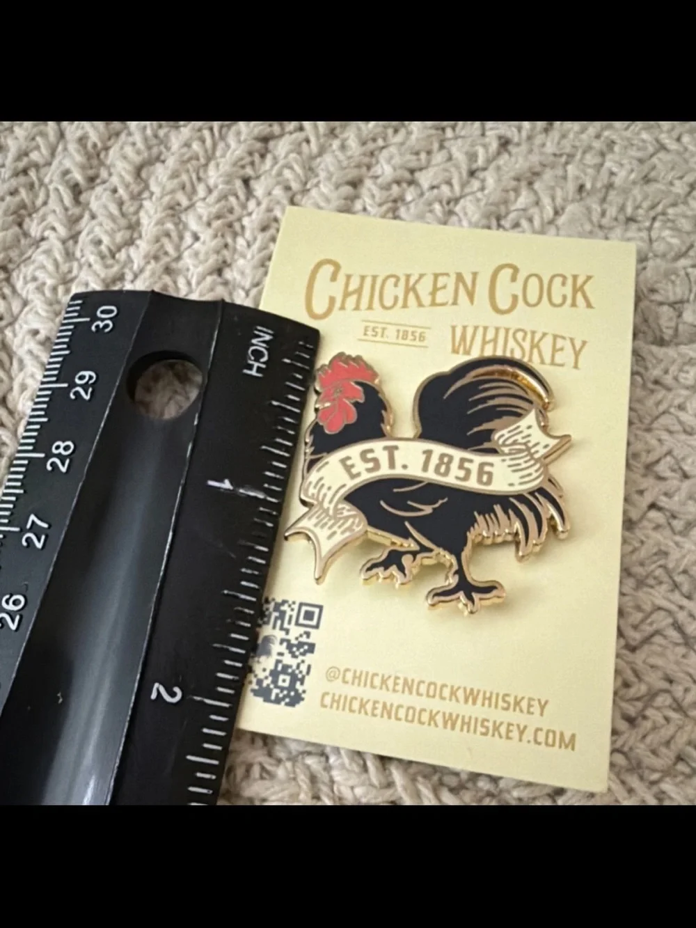 Rooster Enamel Lapel Pin - Navy & Red